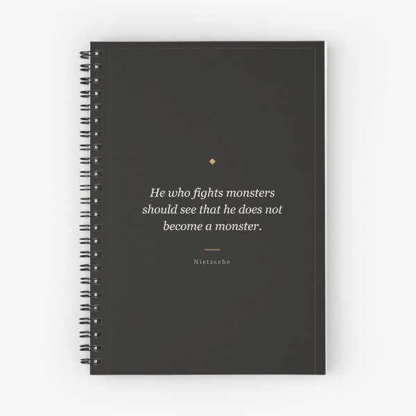 Item preview, He Who Fights Monsters - Nietzsche Philosophy Quote Print designed and sold by ochreink.