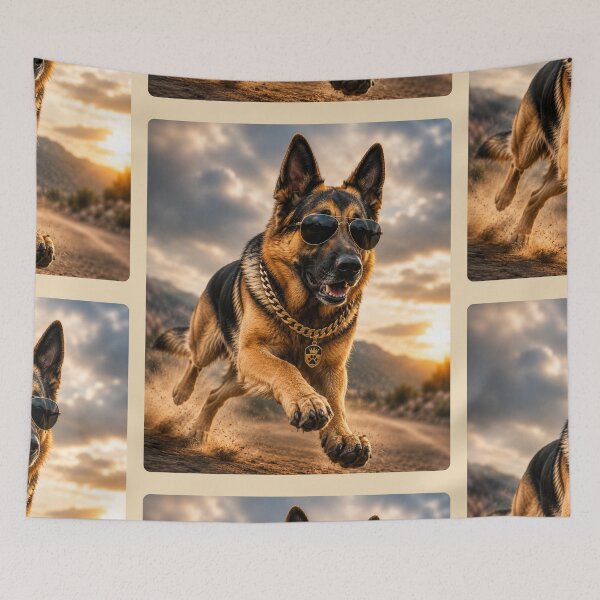 Item preview, Cool German Shepherd Running Sunglasses Portrait designed and sold by BagFactoryUK.