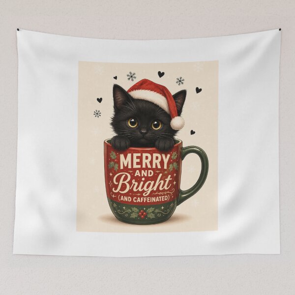 Item preview, Christmas Black Cat Coffee Mug designed and sold by GrzywaM.