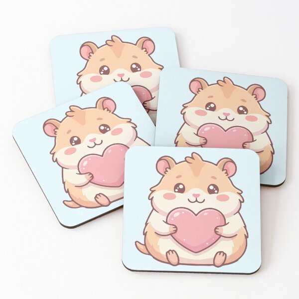 Item preview, Cute Hamster Holding Big Pink Heart Kawaii designed and sold by BrownHorse90s.