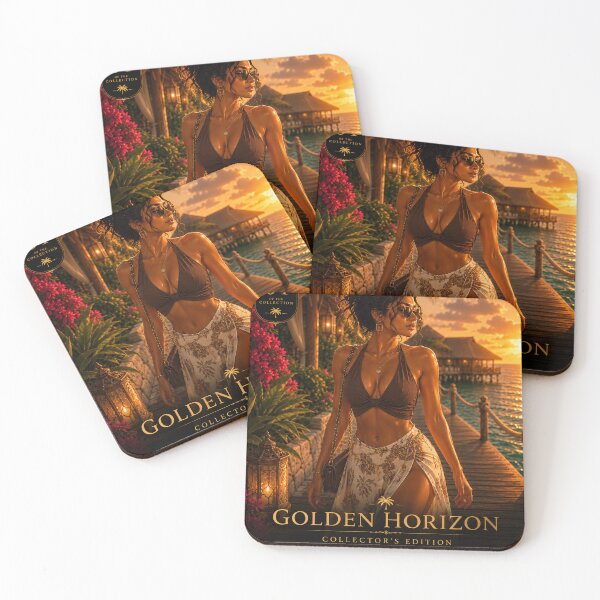 Item preview, Golden Horizon Collection No. 04 – Luxury Tropical Sunset Fashion designed and sold by CosmicDreamAI.