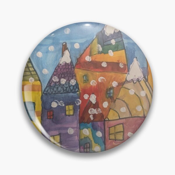 Item preview, Whimsical Colorful Winter Village Watercolor Painting Art Print designed and sold by Canvas & Chaos.
