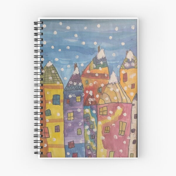 Item preview, Whimsical Colorful Winter Village Watercolor Painting Art Print designed and sold by Canvas & Chaos.