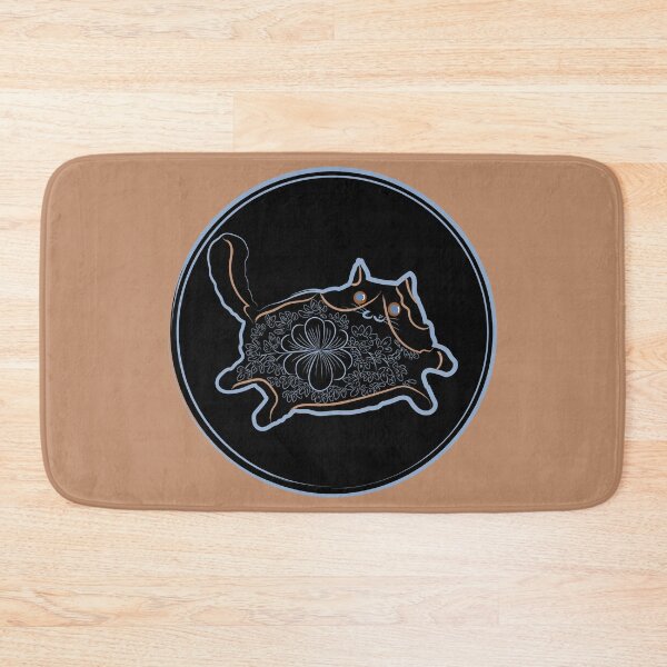 Item preview, Floral Cat Line Art Illustration in Minimalist Boho Style on Black Background designed and sold by maewjpho.