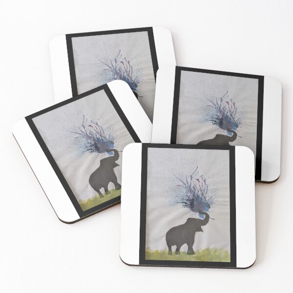 Item preview, Abstract Elephant Watercolor Splatter Silhouette Painting Art Print designed and sold by Canvas & Chaos.