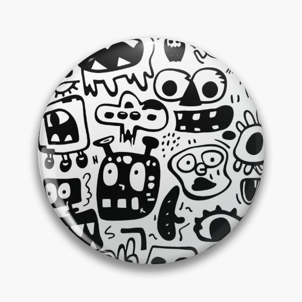 Item preview, Creepy Cute Monster Doodle Pattern - Black and White Cartoon Eyes Skulls and Faces designed and sold by littlepiig.
