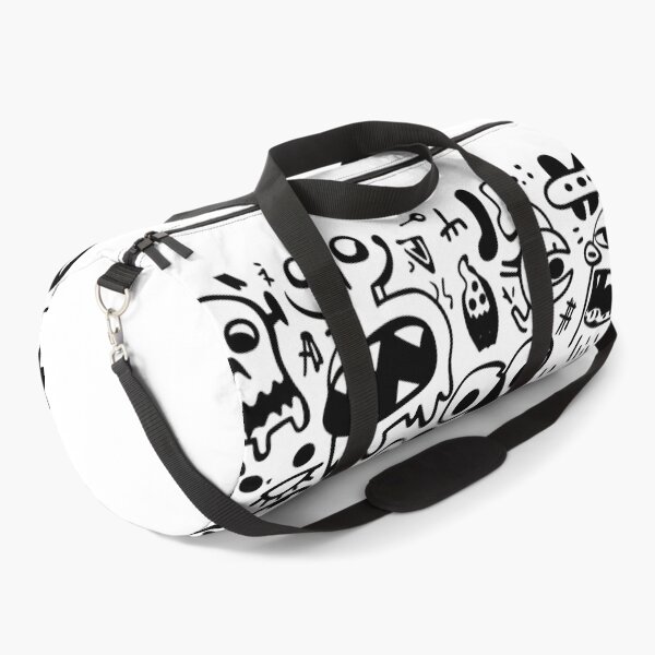 Item preview, Creepy Cute Monster Doodle Pattern - Black and White Cartoon Eyes Skulls and Faces designed and sold by littlepiig.