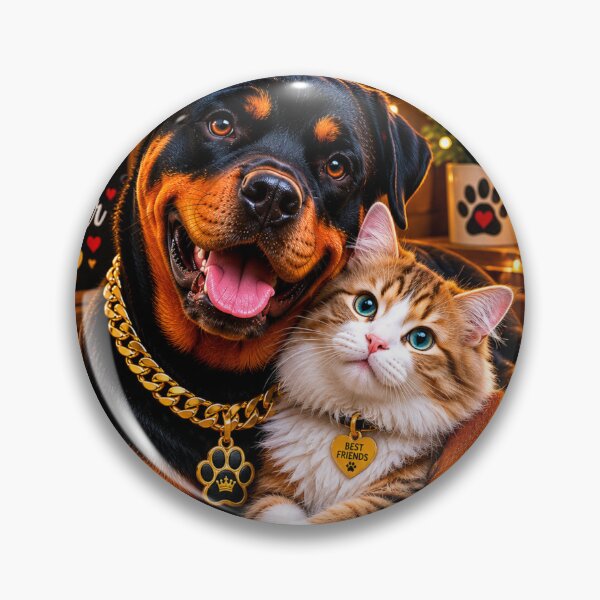 Item preview, Loyal Rottweiler and Kitten Best Friends Portrait designed and sold by BagFactoryUK.