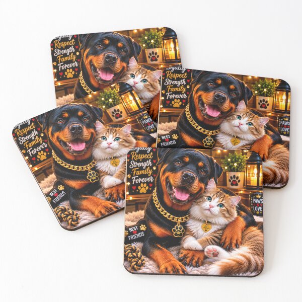 Item preview, Loyal Rottweiler and Kitten Best Friends Portrait designed and sold by BagFactoryUK.