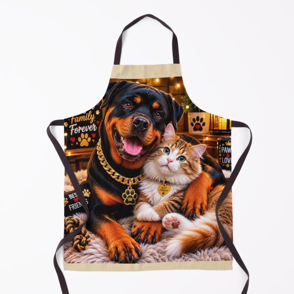Item preview, Loyal Rottweiler and Kitten Best Friends Portrait designed and sold by BagFactoryUK.