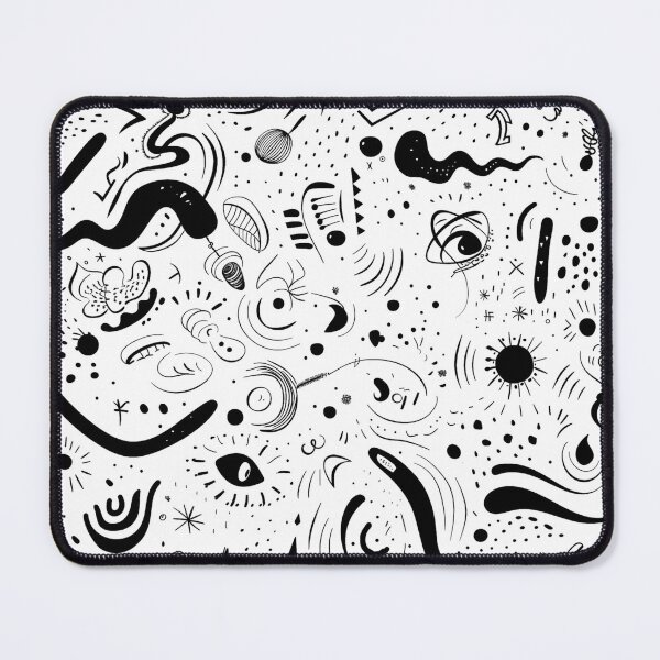 Item preview, Abstract Doodle Pattern - Black and White Hand Drawn Squiggles, Eyes, and Dots Design designed and sold by littlepiig.