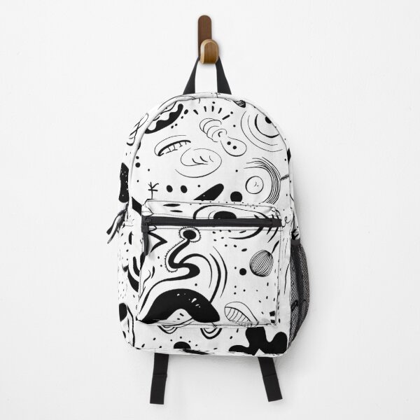 Item preview, Abstract Doodle Pattern - Black and White Hand Drawn Squiggles, Eyes, and Dots Design designed and sold by littlepiig.