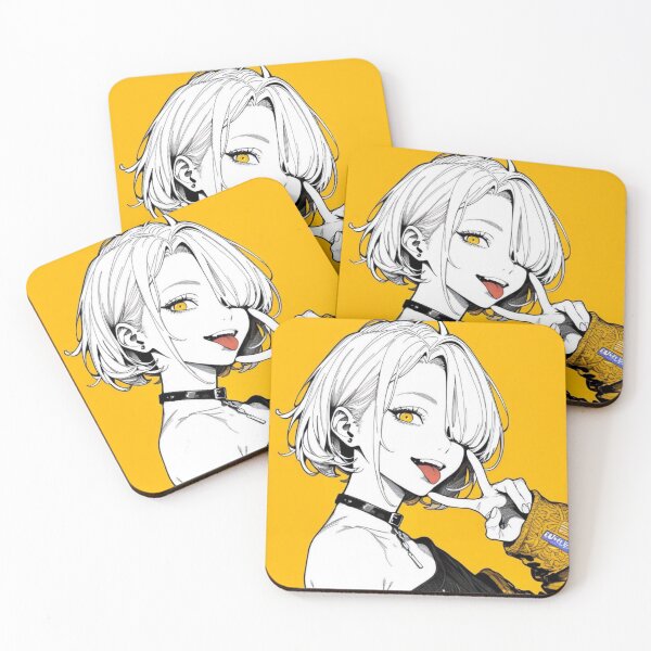 Item preview, Punk Anime Girl Tongue Out - Yellow Ink Street Art designed and sold by Sakura-MochiMochi.