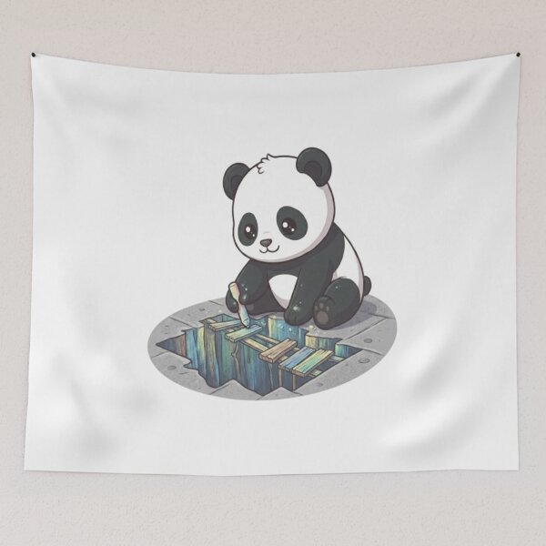 Item preview, Cute Panda Drawing Chalk Art designed and sold by Ella_Sketch.