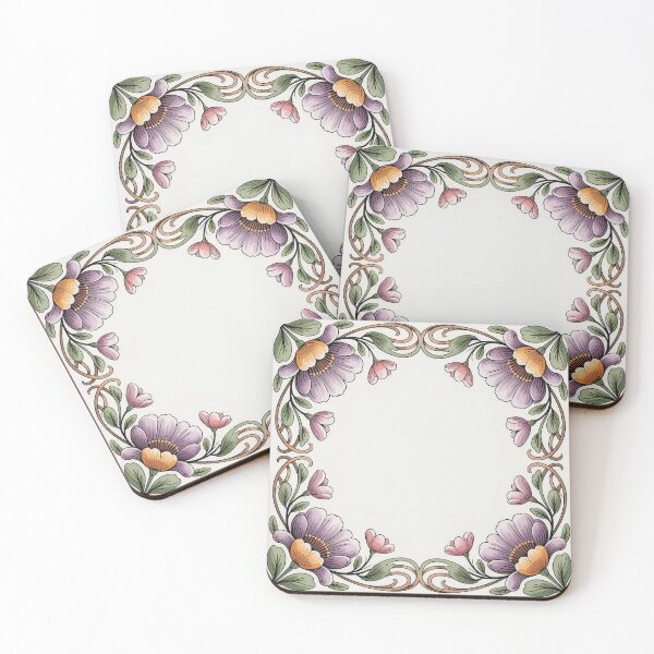 Item preview, Mucha Style Ornamental Floral Frame Pattern | Art Nouveau Botanical Decorative Print designed and sold by Tamas Das.