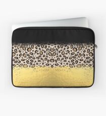 Wilder - black gold foil cheetah print animal pattern spots dots bold modern design sparkle glitter Laptop Sleeve