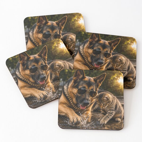 Item preview, Cool Rottweiler and Kitten Splash Adventure Portrait designed and sold by BagFactoryUK.