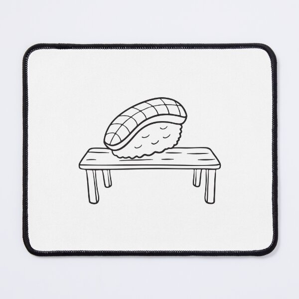 Item preview, Partially eaten unagi sushi beside a napkin on a wooden bench designed and sold by rasagamastore.