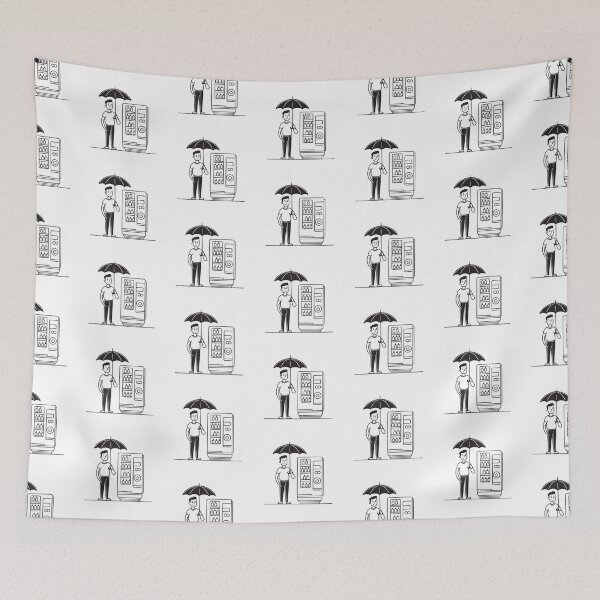 Item preview, A person holding an umbrella beside a vending machine post designed and sold by rasagamastore.