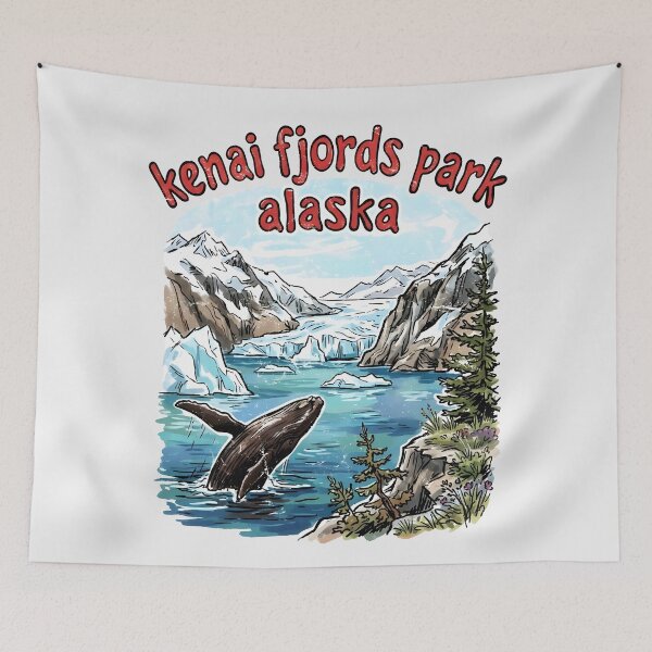 Item preview, Kenai Fjords National Park Alaska Cute Whale Landscape  designed and sold by HowToCanadian.