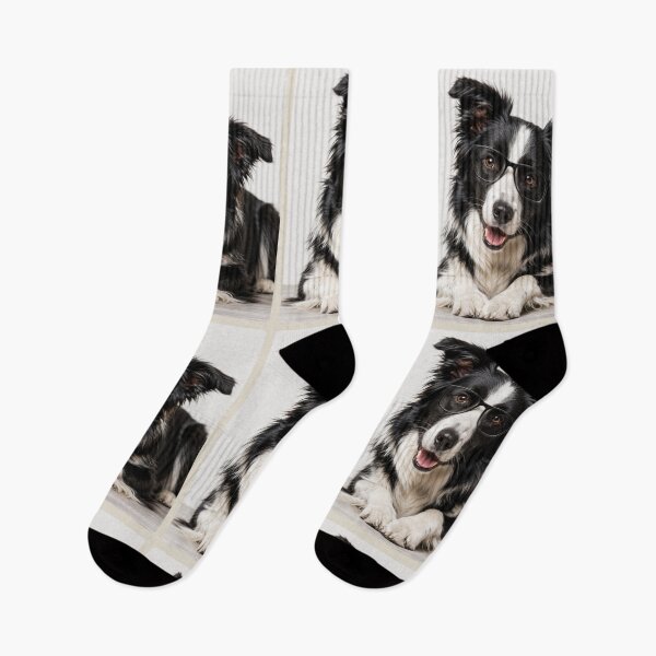 Item preview, Cool Border Collie with Glasses Portrait Art designed and sold by BagFactoryUK.
