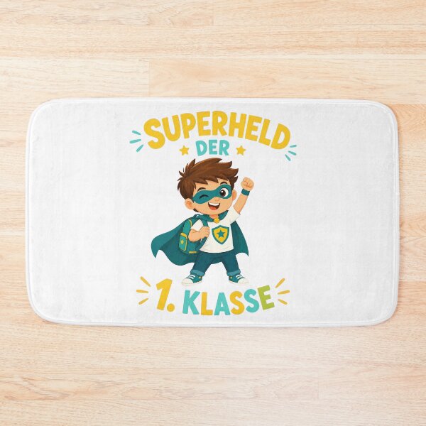 Artikelvorschau, Superhelden-Junge für den Schulstart in der ersten Klasse entworfen und verkauft von RGShirtWorks.