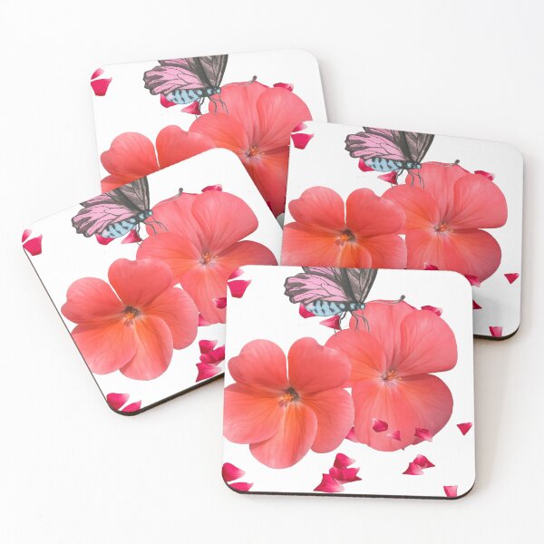 Item preview, Coral Flower Art with Butterfly – Elegant Minimal Nature Illustration designed and sold by EdgeSphere.