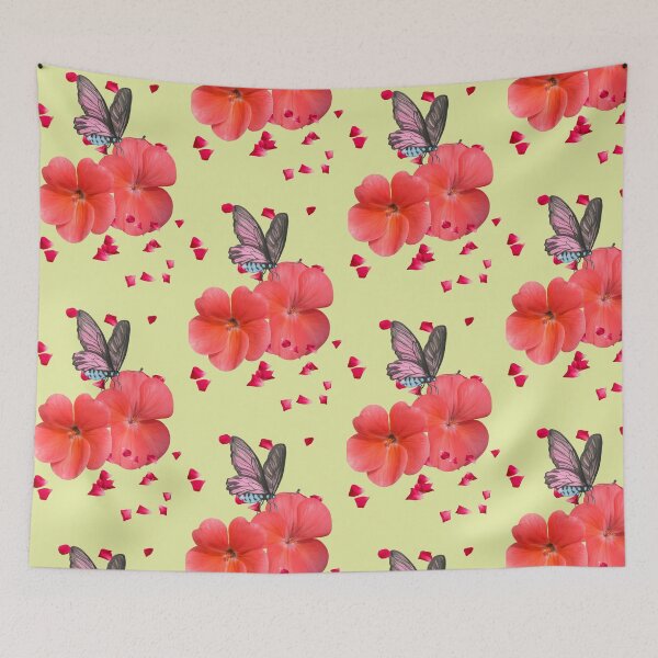 Item preview, Coral Flower Art with Butterfly – Elegant Minimal Nature Illustration designed and sold by EdgeSphere.