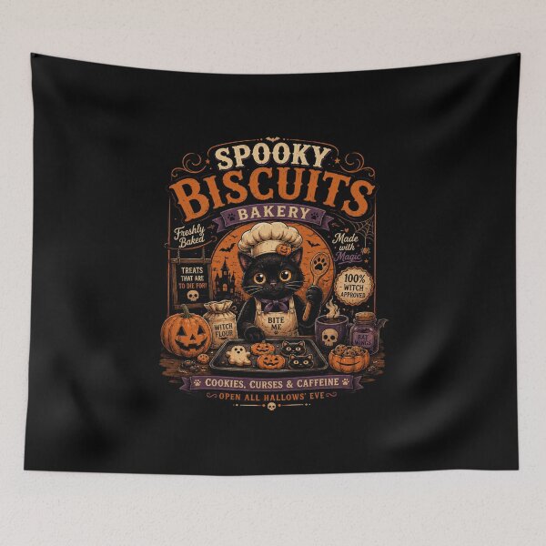 Item preview, Spooky Biscuits Bakery T-Shirt – Funny Black Cat Halloween Shirt, Cute Pumpkin Baking Tee, Witchy Cat Graphic Shirt designed and sold by Artimax-Studio.