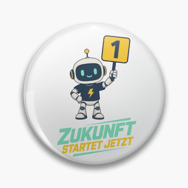 Artikelvorschau, Niedlicher Roboter hält das Nummer-eins-Schild mit dem Text „Zukunft Startet Jetzt“. entworfen und verkauft von ML-Media.