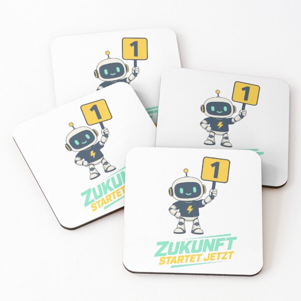 Item preview, Cute Robot Holding Number One Sign with Zukunft Startet Jetzt Text designed and sold by RGShirtWorks.