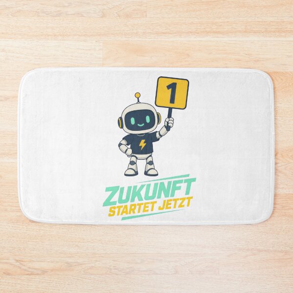 Item preview, Cute Robot Holding Number One Sign with Zukunft Startet Jetzt Text designed and sold by RGShirtWorks.