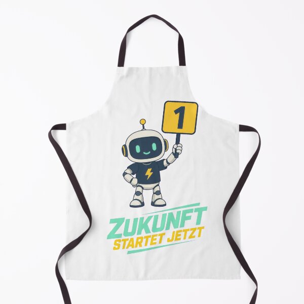 Artikelvorschau, Niedlicher Roboter hält das Nummer-eins-Schild mit dem Text „Zukunft Startet Jetzt“. entworfen und verkauft von ML-Media.