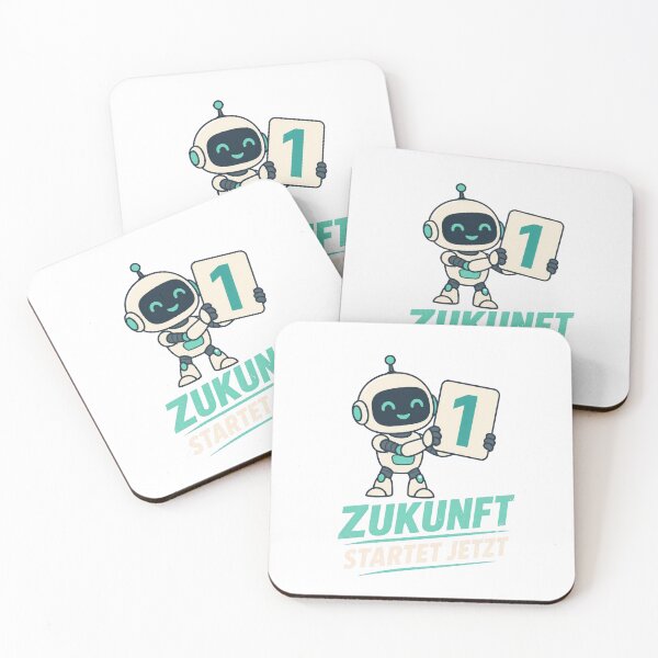 Item preview, Cute Robot Holding Number One Sign with German Text designed and sold by RGShirtWorks.