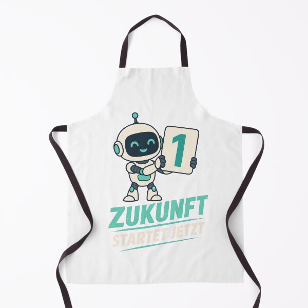 Item preview, Cute Robot Holding Number One Sign with German Text designed and sold by RGShirtWorks.