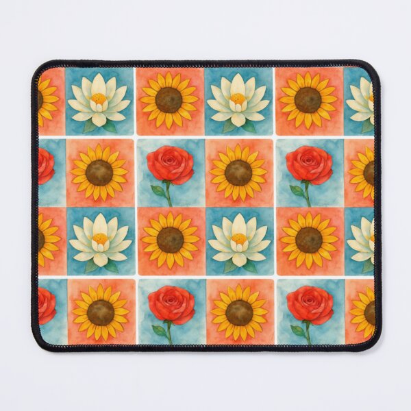 Item preview, Rose, sunflower & lotus - seamless pattern designed and sold by GUNAPRIYAA.