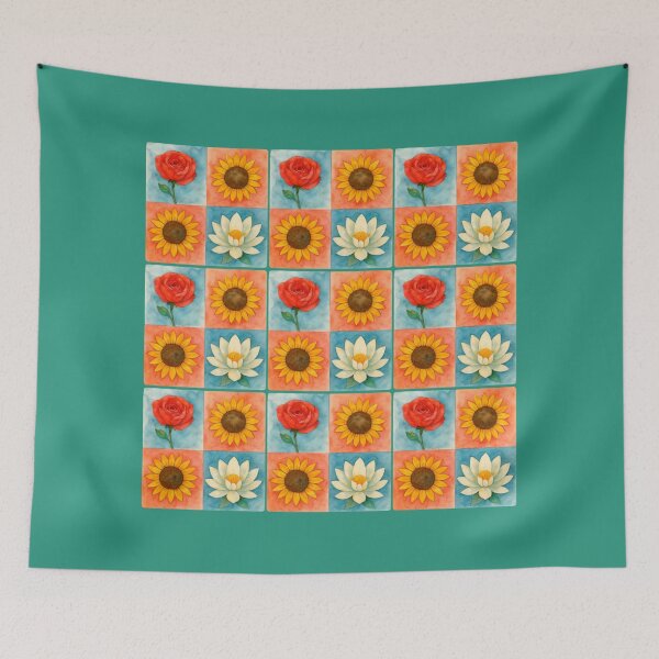 Item preview, Rose, sunflower & lotus - seamless pattern designed and sold by GUNAPRIYAA.