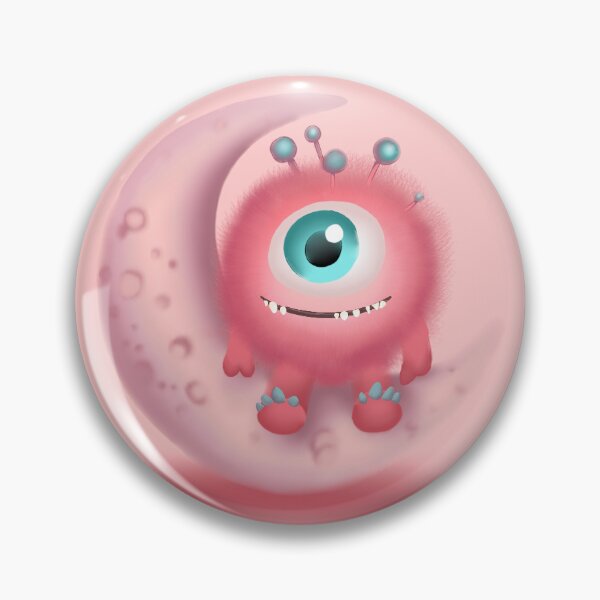 Item preview, Cute One Eyed Monster on the Moon Painting designed and sold by DreamyBrushArt.