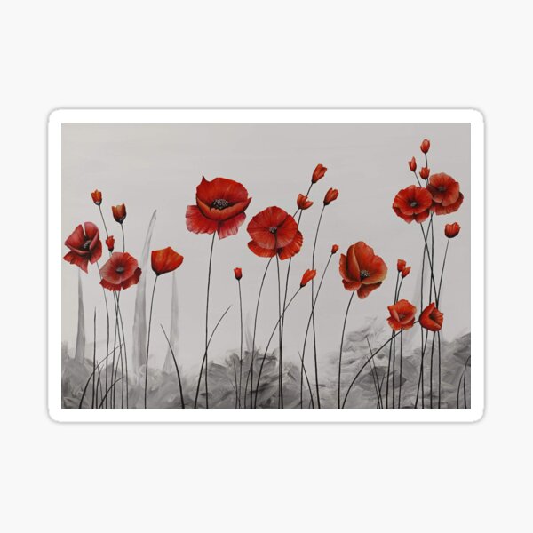 Item preview, Beautiful Red Poppy Flowers Traditional |Painting designed and sold by DreamyBrushArt.