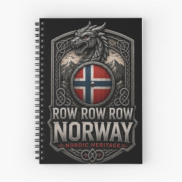 Item preview, Row Row Row Norway Viking Dragon Shield Nordic Heritage Celtic Knotwork designed and sold by GibasVisuals.