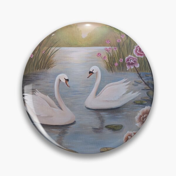 Item preview, Beautiful Swans on a Romantic Lake  designed and sold by DreamyBrushArt.