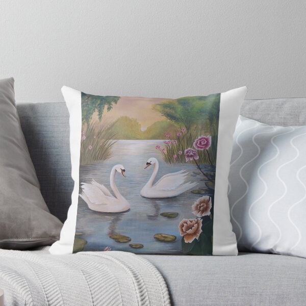 Item preview, Beautiful Swans on a Romantic Lake  designed and sold by DreamyBrushArt.