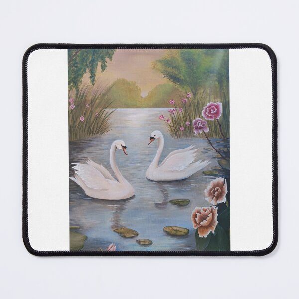 Item preview, Beautiful Swans on a Romantic Lake designed and sold by DreamyBrushArt.