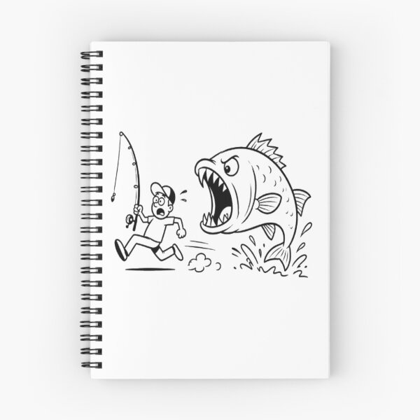 Item preview, Funny Fisherman Running from a Giant Fish | Cartoon Fishing T-Shirt Design designed and sold by Karszul.