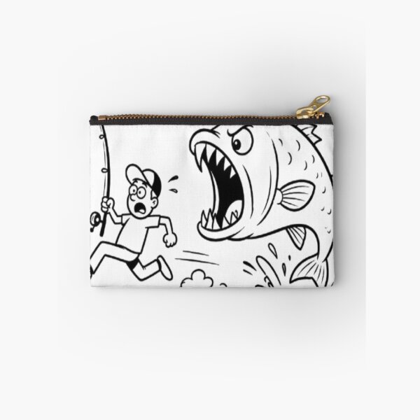 Item preview, Funny Fisherman Running from a Giant Fish | Cartoon Fishing T-Shirt Design designed and sold by Karszul.