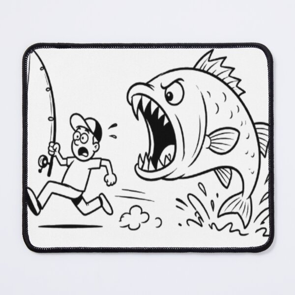 Item preview, Funny Fisherman Running from a Giant Fish | Cartoon Fishing T-Shirt Design designed and sold by Karszul.