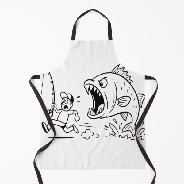 Item preview, Funny Fisherman Running from a Giant Fish | Cartoon Fishing T-Shirt Design designed and sold by Karszul.
