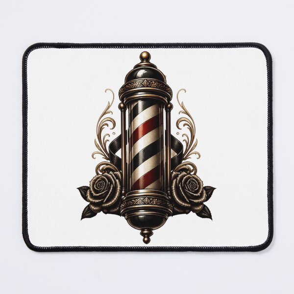Item preview, Traditional Barber Pole Tattoo Emblem with Vintage Roses designed and sold by Barber MD Culture.