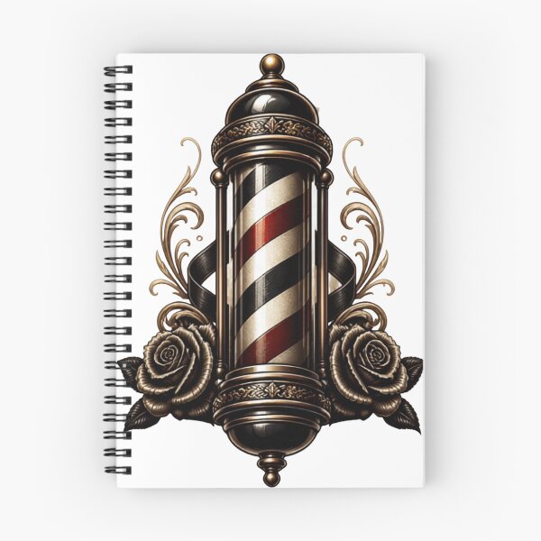 Item preview, Traditional Barber Pole Tattoo Emblem with Vintage Roses designed and sold by Barber MD Culture.
