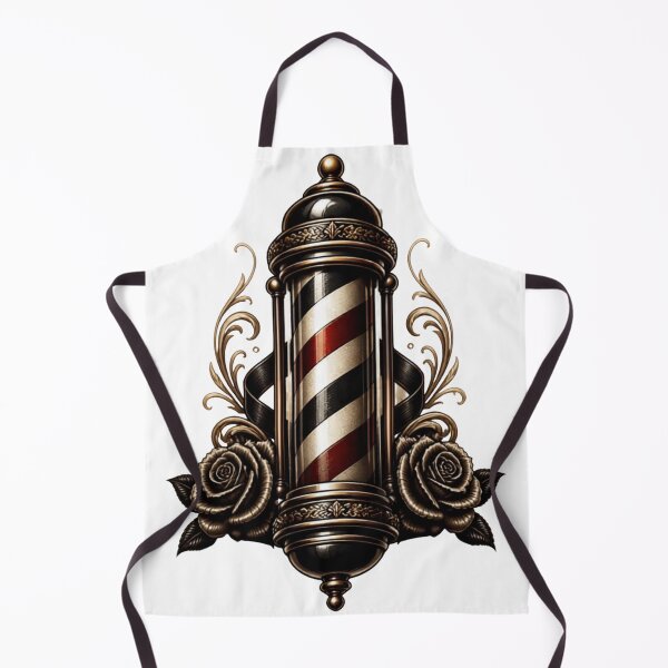 Item preview, Traditional Barber Pole Tattoo Emblem with Vintage Roses designed and sold by Barber MD Culture.
